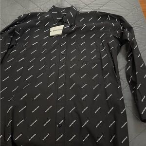 Balenciaga Black Casual Button Down Shirt with Subtle Pattern